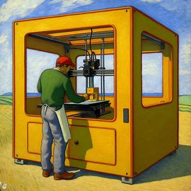 painting of 3d printer enclosure in the style of cezanne. Image 2 of 4